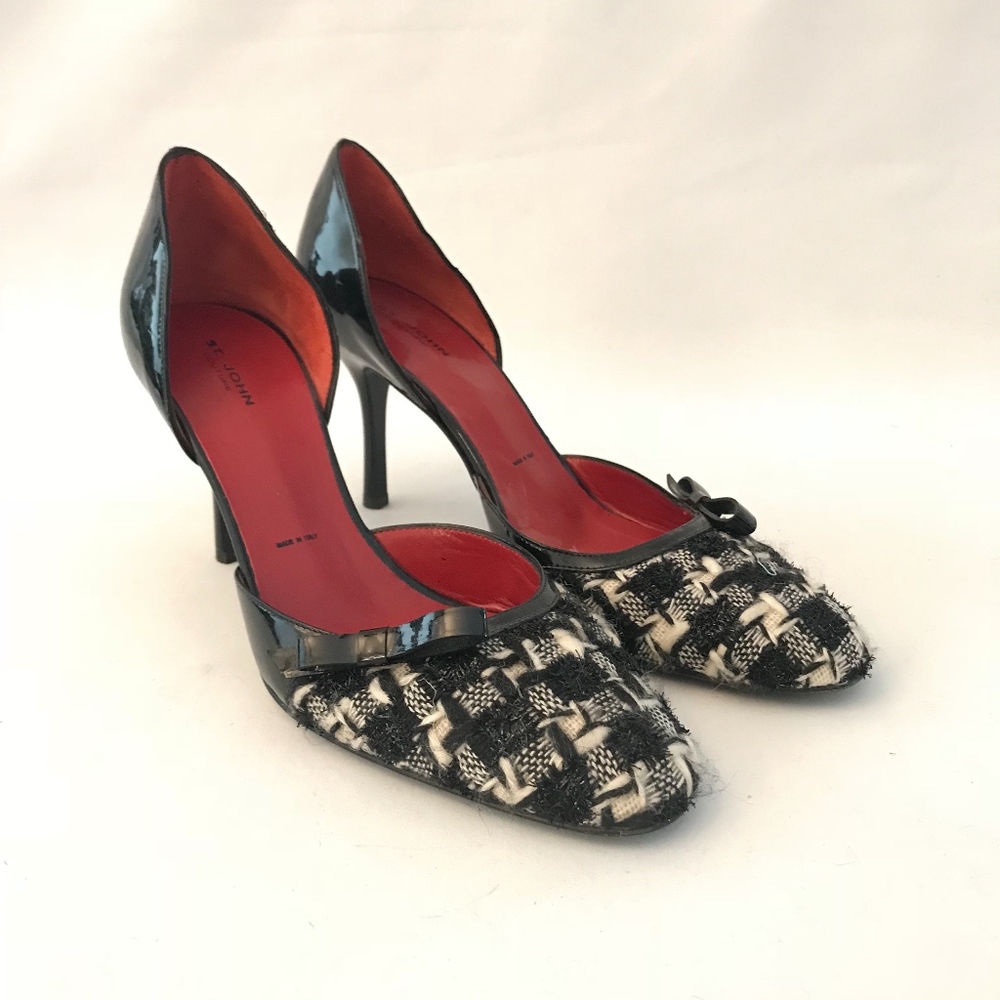St John Couture Plaid/houndstooth/patent Pump
